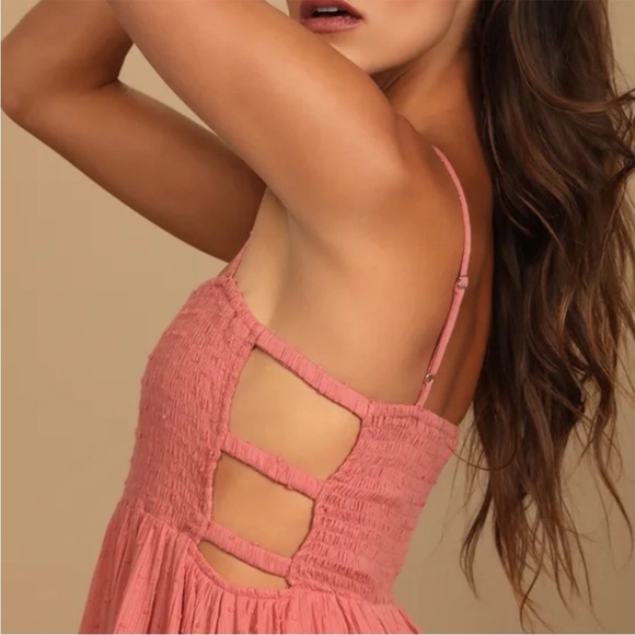 Lulus sunshine rose swish dot tiered cotton maxi dress - Picture 2 of 14